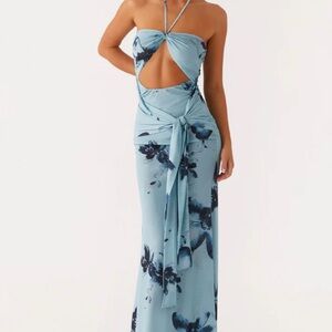 Peppermayo Exclusive - Antonia Maxi Dress - Black Blue Floral